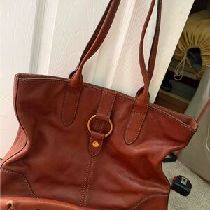 Women's Brown Real Leather Shoulder Tote Bag